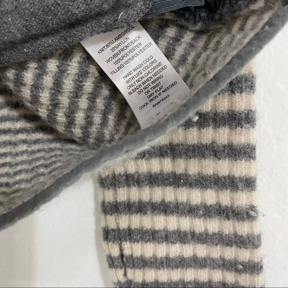 Dakini Women’s S Gray White Striped Wool Blend Jacket Full Zip Mock Neck - Picture 4 of 8